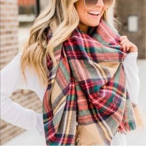 NEW Oversized Holiday Plaid Blanket Scarf